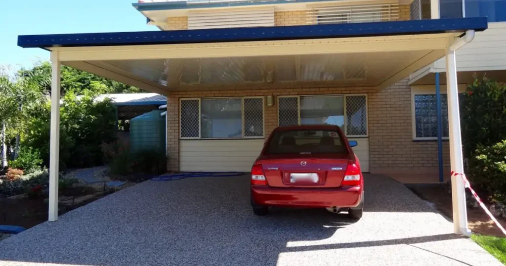 Flat skillion patio roof with concealed lighting at a Brisbane home